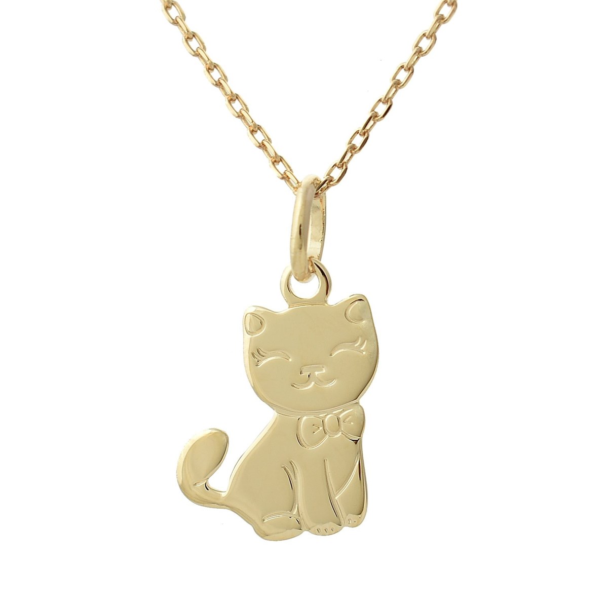 Collier chat pour enfant Plaqué OR 750 3 microns