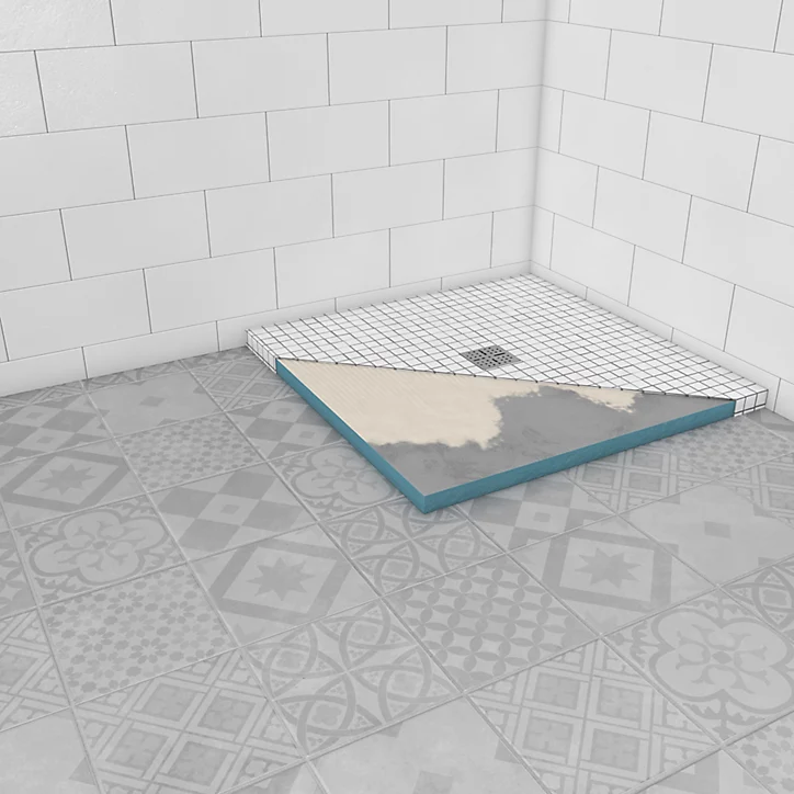 Receveur de douche extra-plat 90 x 90 cm, bonde centrale, gris, Galedo Showerplate