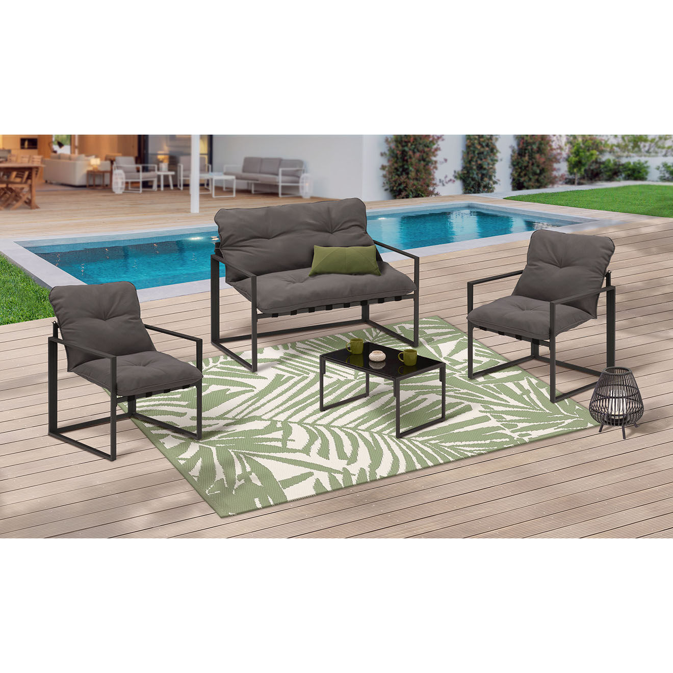 Pratik Garden Salon de jardin Tropea 4 places gris