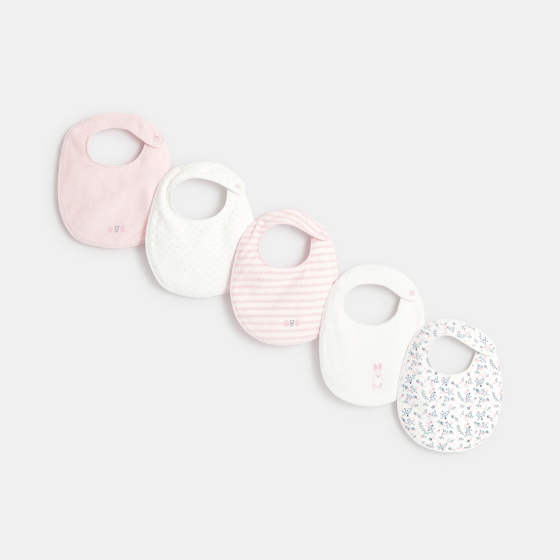 Bavoir éponge assorti (lot de 5) rose naissance