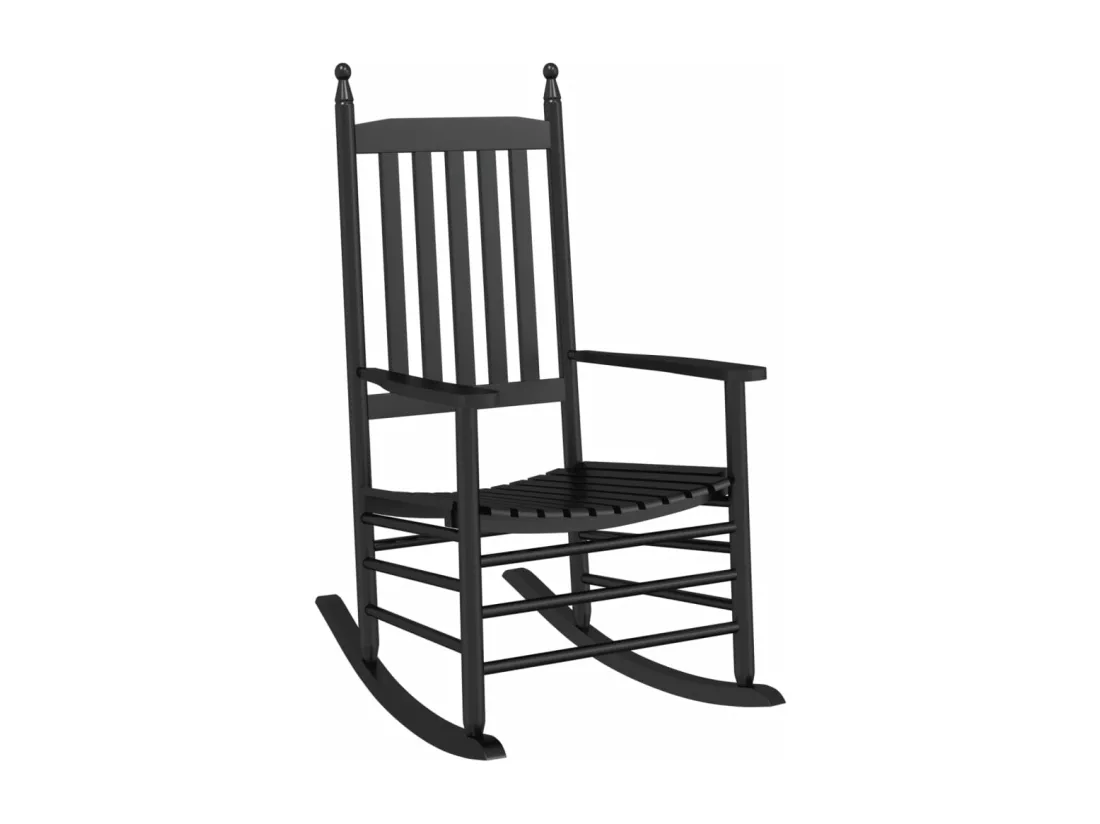 Chaise à bascule avec siège incurvé noir peuplier massif
