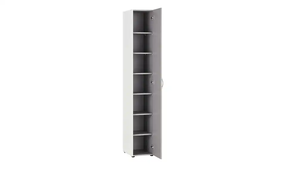 Schrank, 1-türig Multischrank-System 30 cm Weiß, Betonoptik