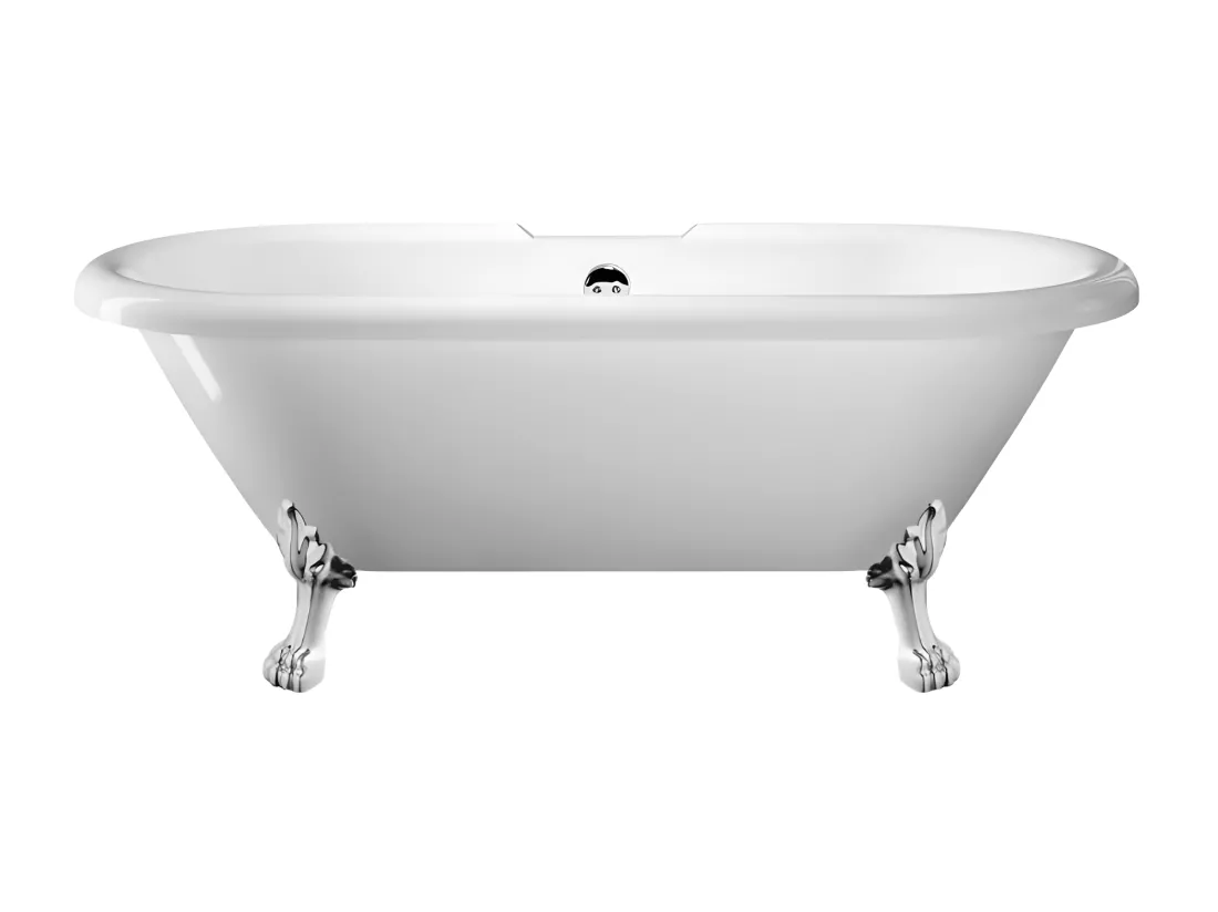 Baignoire ancienne rétro sur pieds CHELSEA Blanche 154 cm Pieds de Lion Chromés