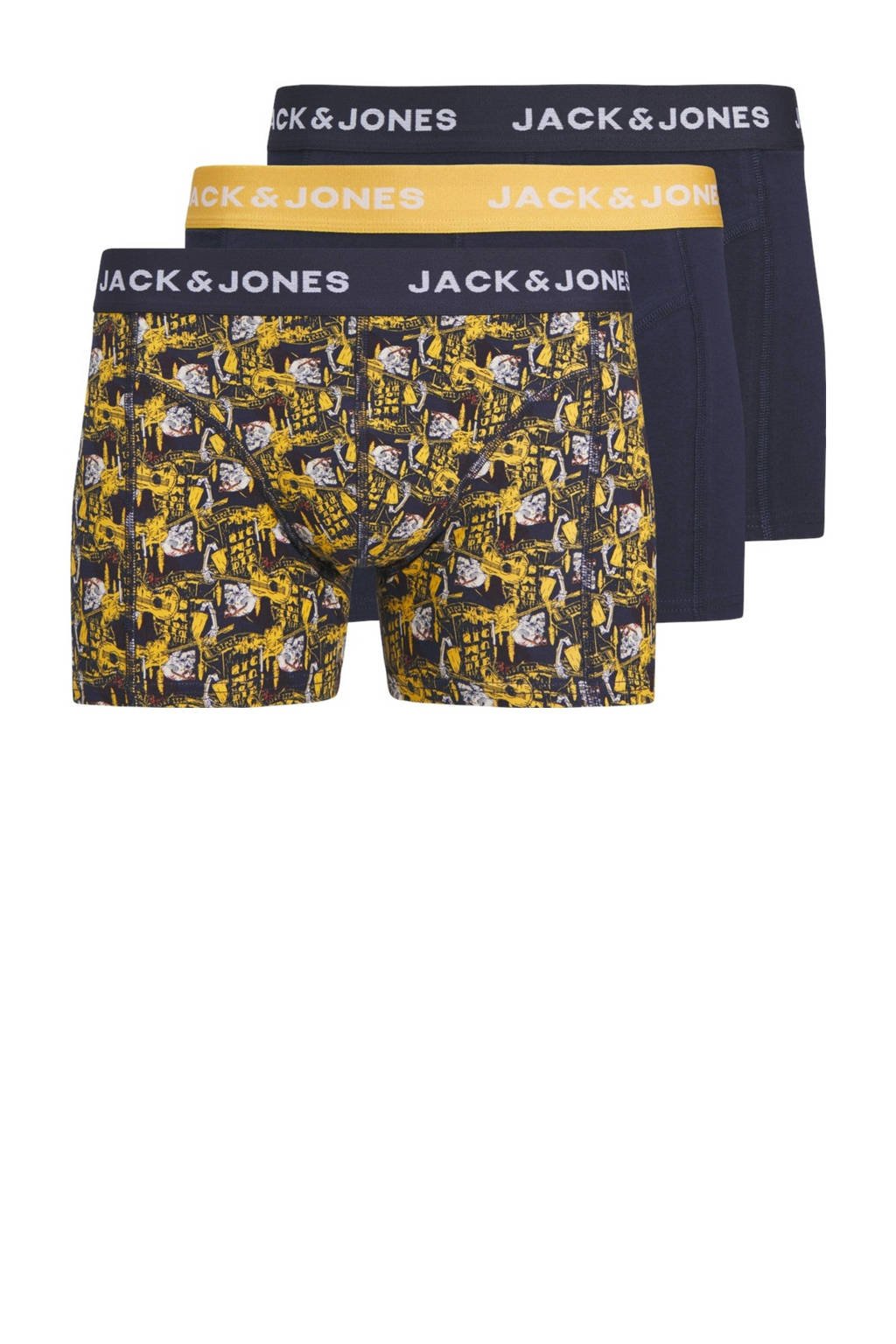 boxershort JACSKULLROCK - set van 3 donkerblauw/geel