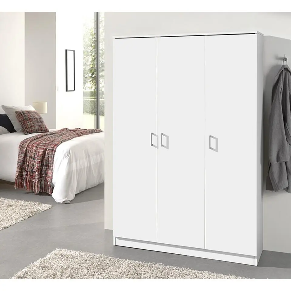 Interiax Opbergkast - Kledingkast 'Amelie' - Wit - 3 Deurs - 180x120x40cm