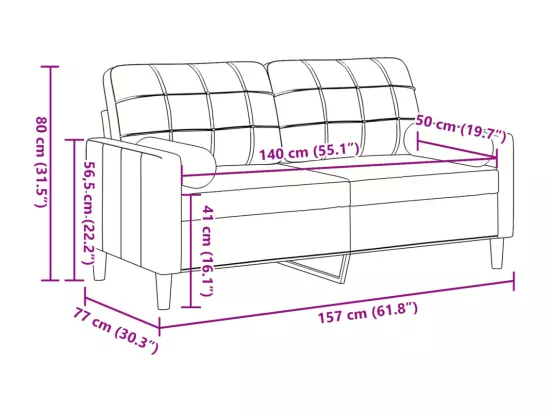 Canapé 2 places avec oreillers décoratifs noir 140 cm velours