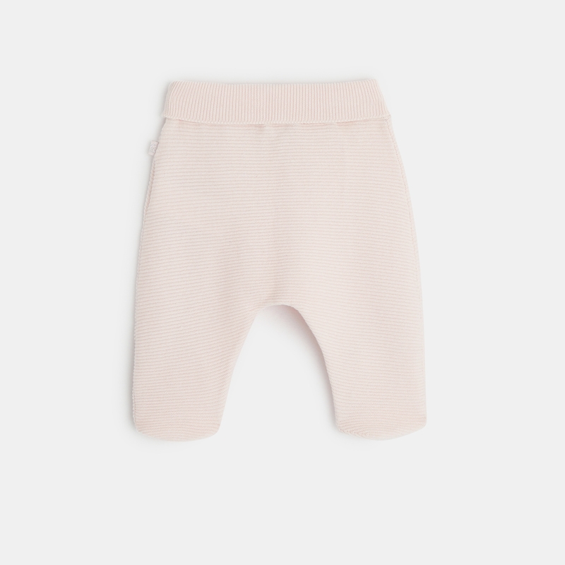 Legging tricot côtelé rose naissance