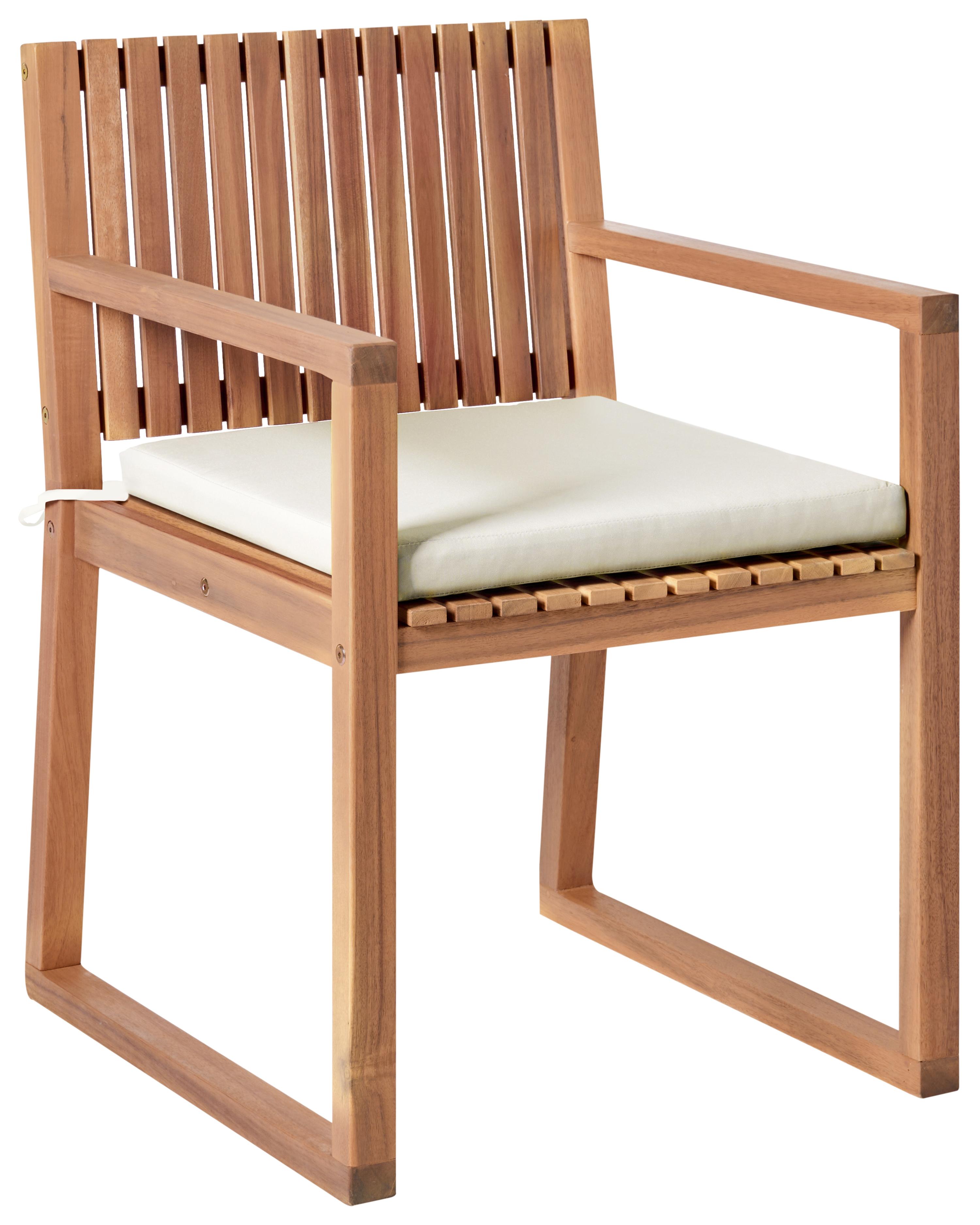 Set van 2 stoelen met zitkussen SASSARI PREMIUM Gecertificeerd acaciahout Lichtbeige