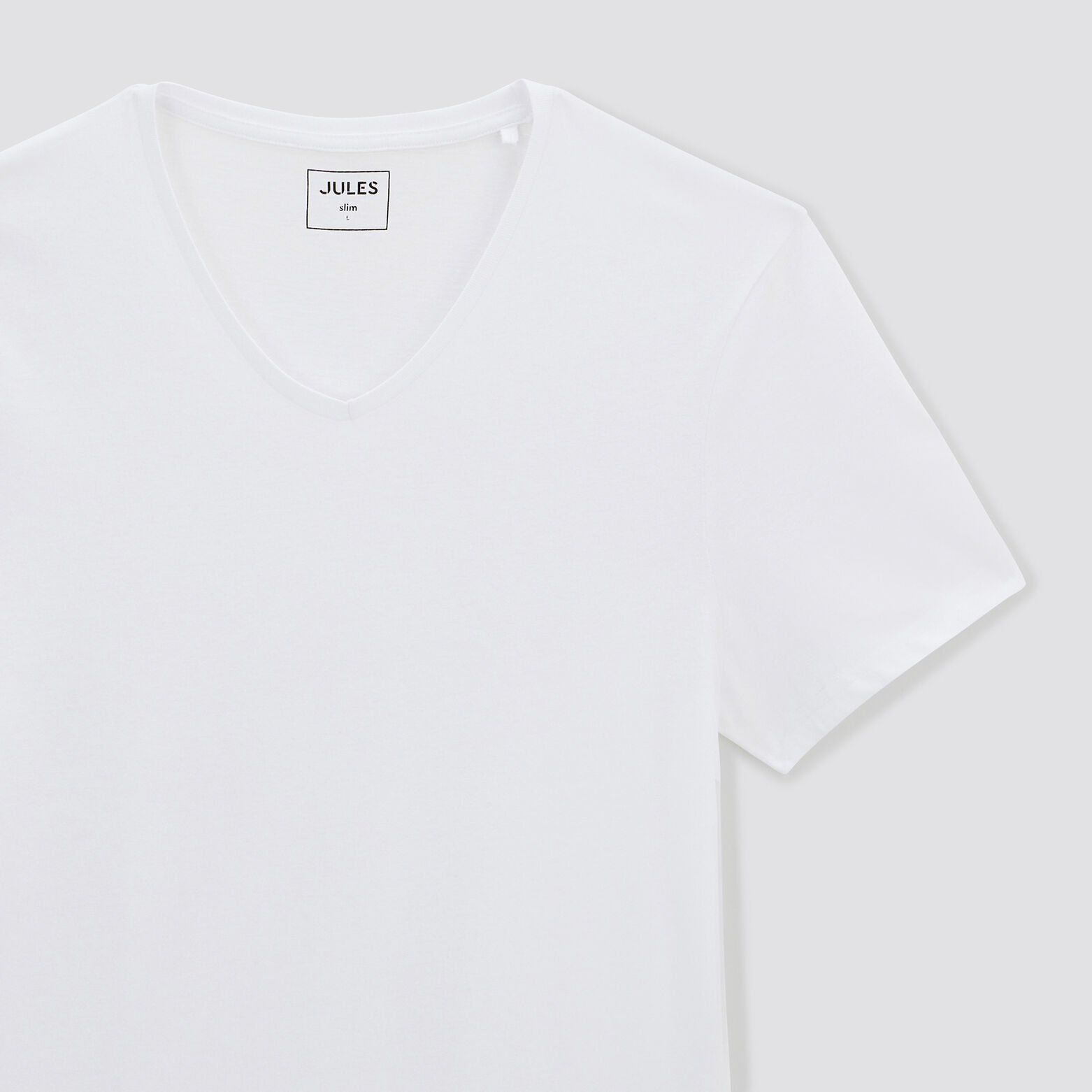Tee shirt basique col V coton issu de l'agri biolo Blanc
