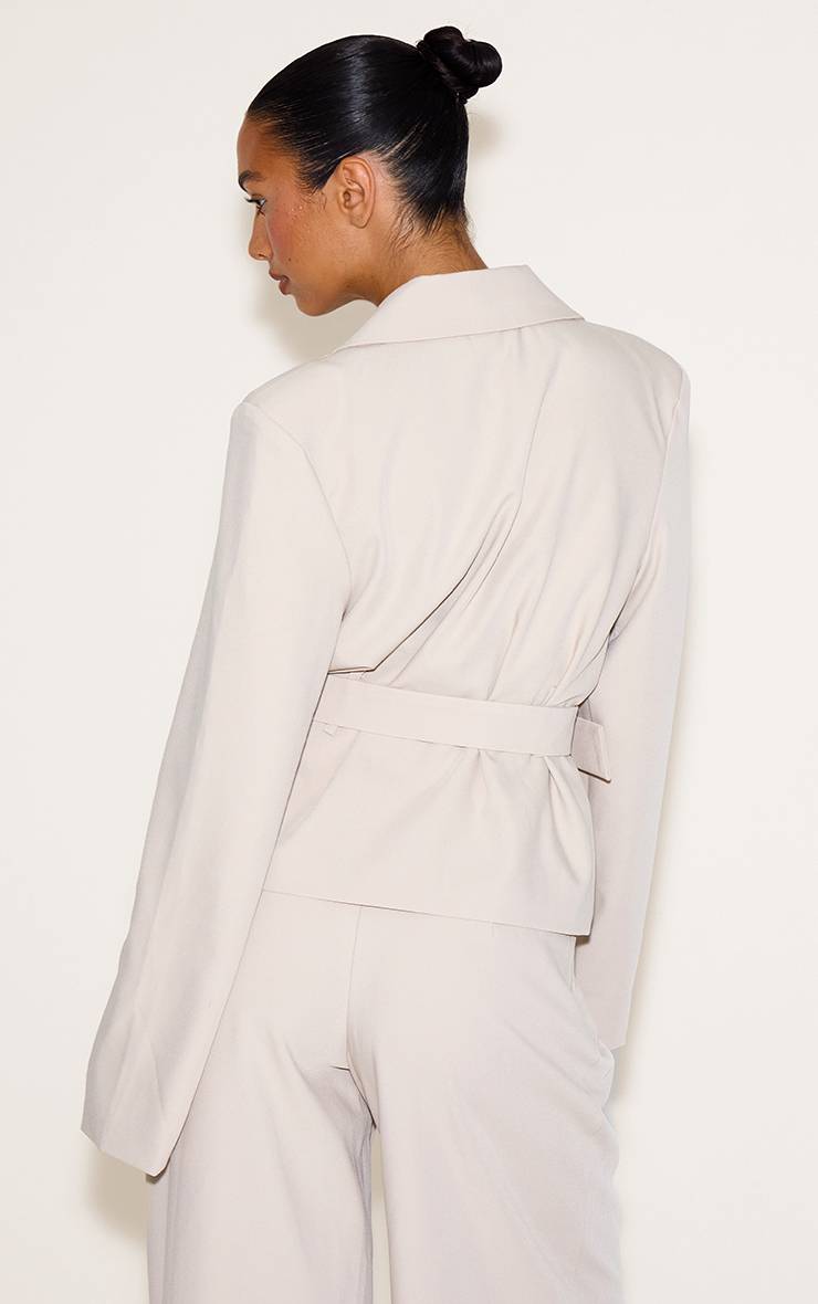 Sable Ensemble Coordonné Trench Court Ajusté En Tissu Tissé