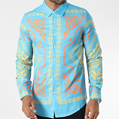 Chemises Manches Longues Bleu Clair Jaune Orange Renaissance