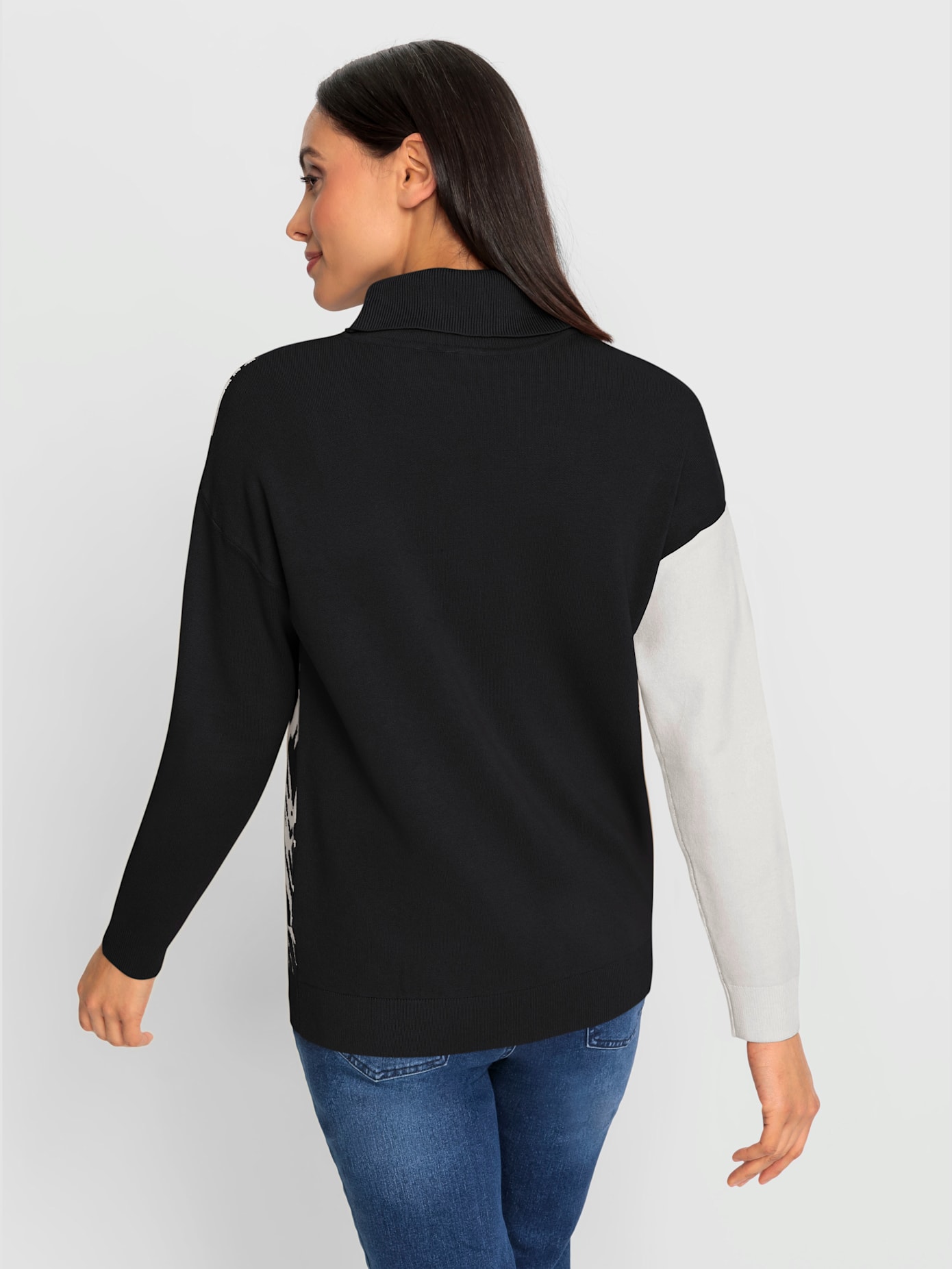 Pull à col roulé motif jacquard original