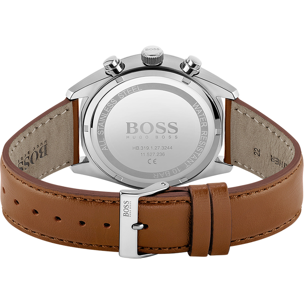 Montre Boss homme acier cuir marron