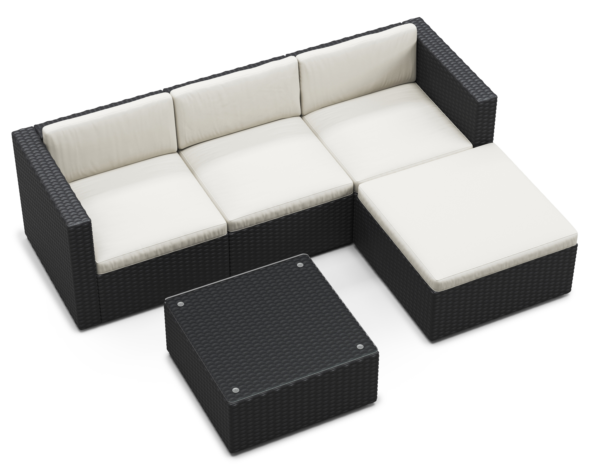 Rattanlounge MALIBU schwarz/beige