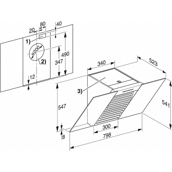 Miele Wand-Dunstabzugshaube DA 6086 W Wing Brillantweiß