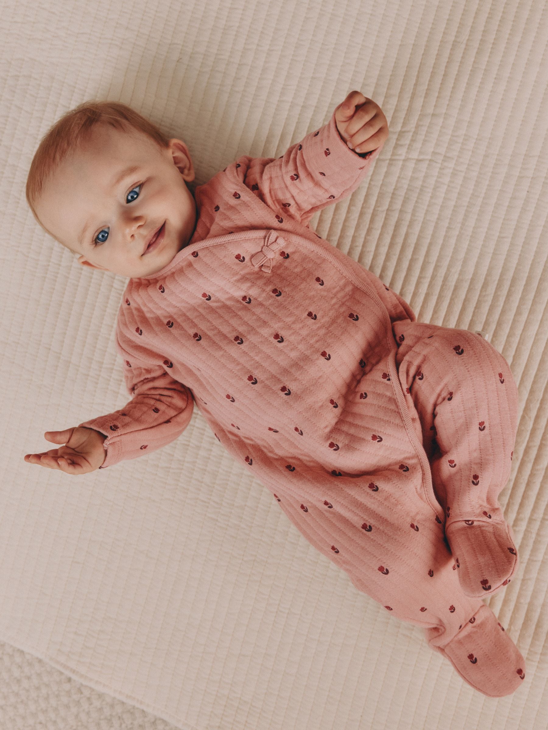 Roze/crème - Quilted Baby Sleepsuits 2 Pack