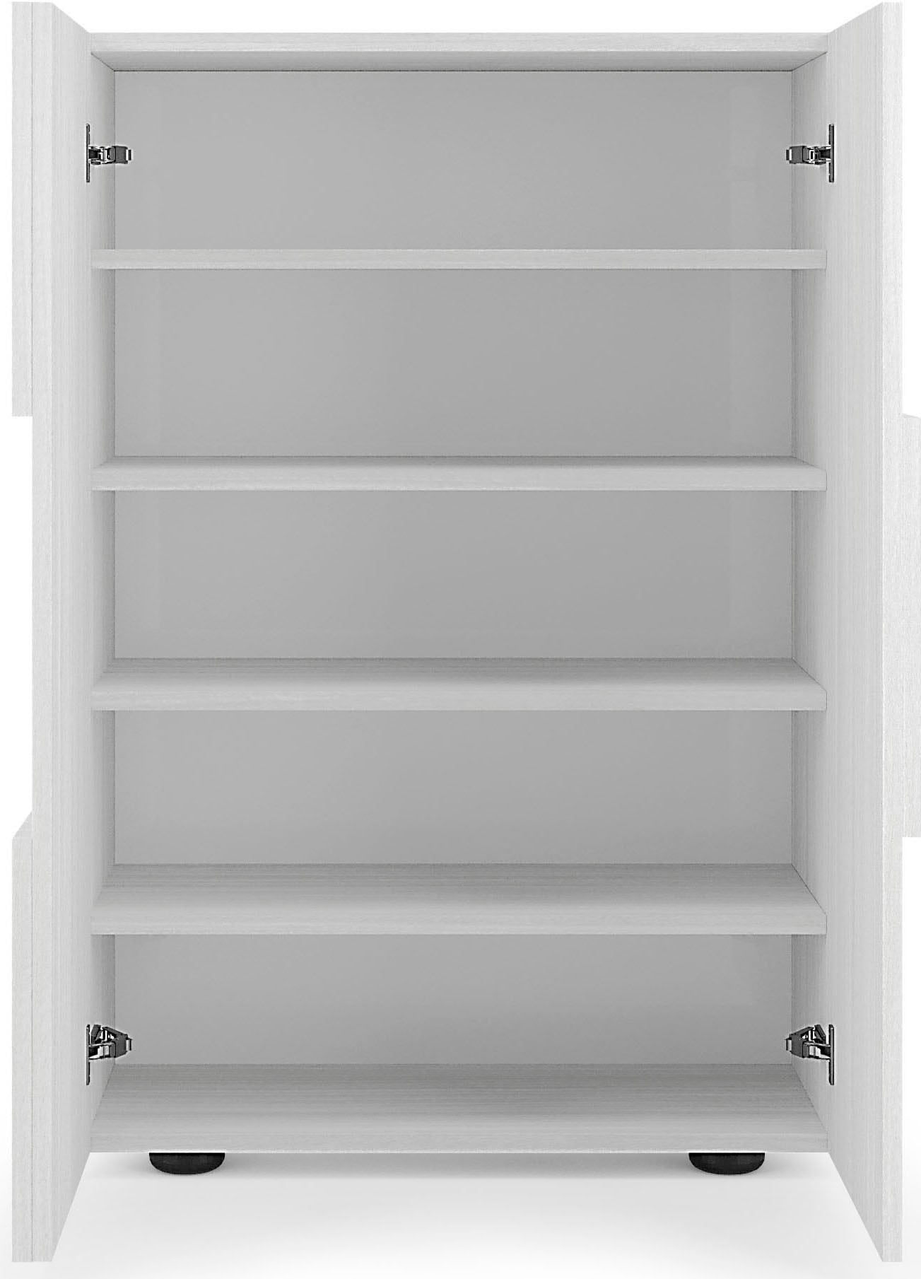 INOSIGN Schuhschrank »Dama Breite 78 cm, Höhe 116 cm, Schuhkommode,« Front in 3D-Optik, 4 Einlegeböden, ca. 17 Paar Schuhe