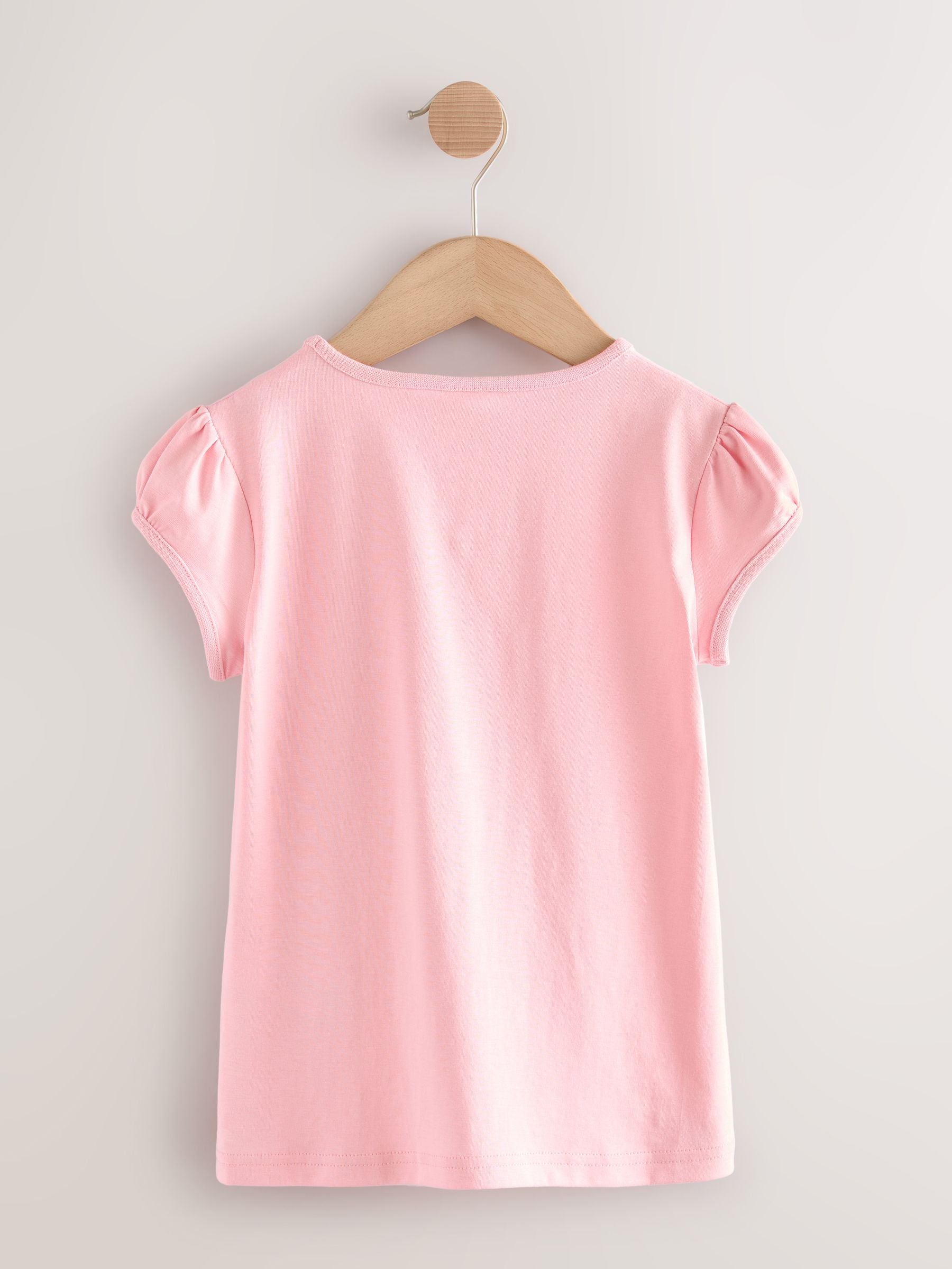 Roze - 2 -pack T-shirts met pofmouwen (3-16jaar)