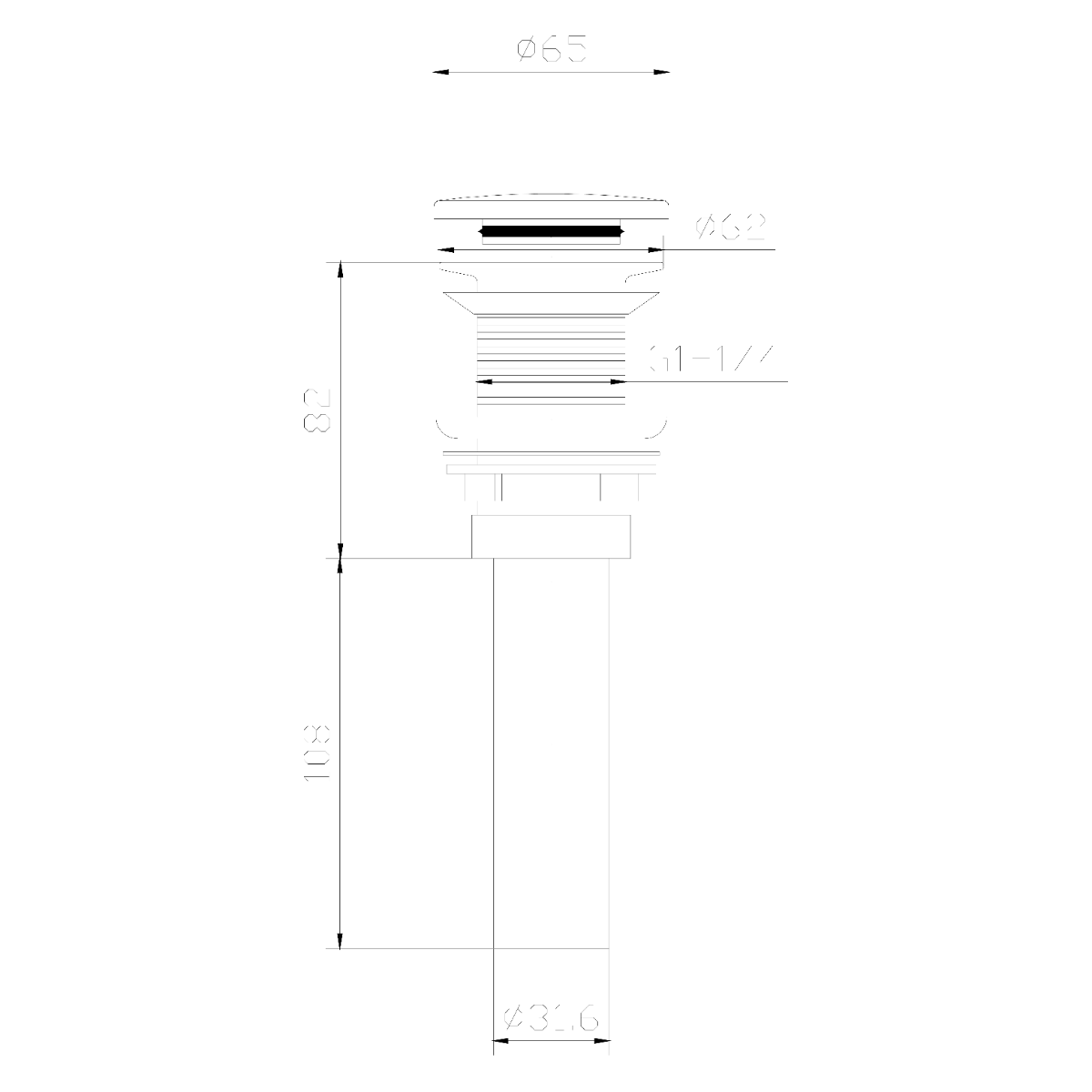 Sapho Thin afvoerplug click waste 5/4