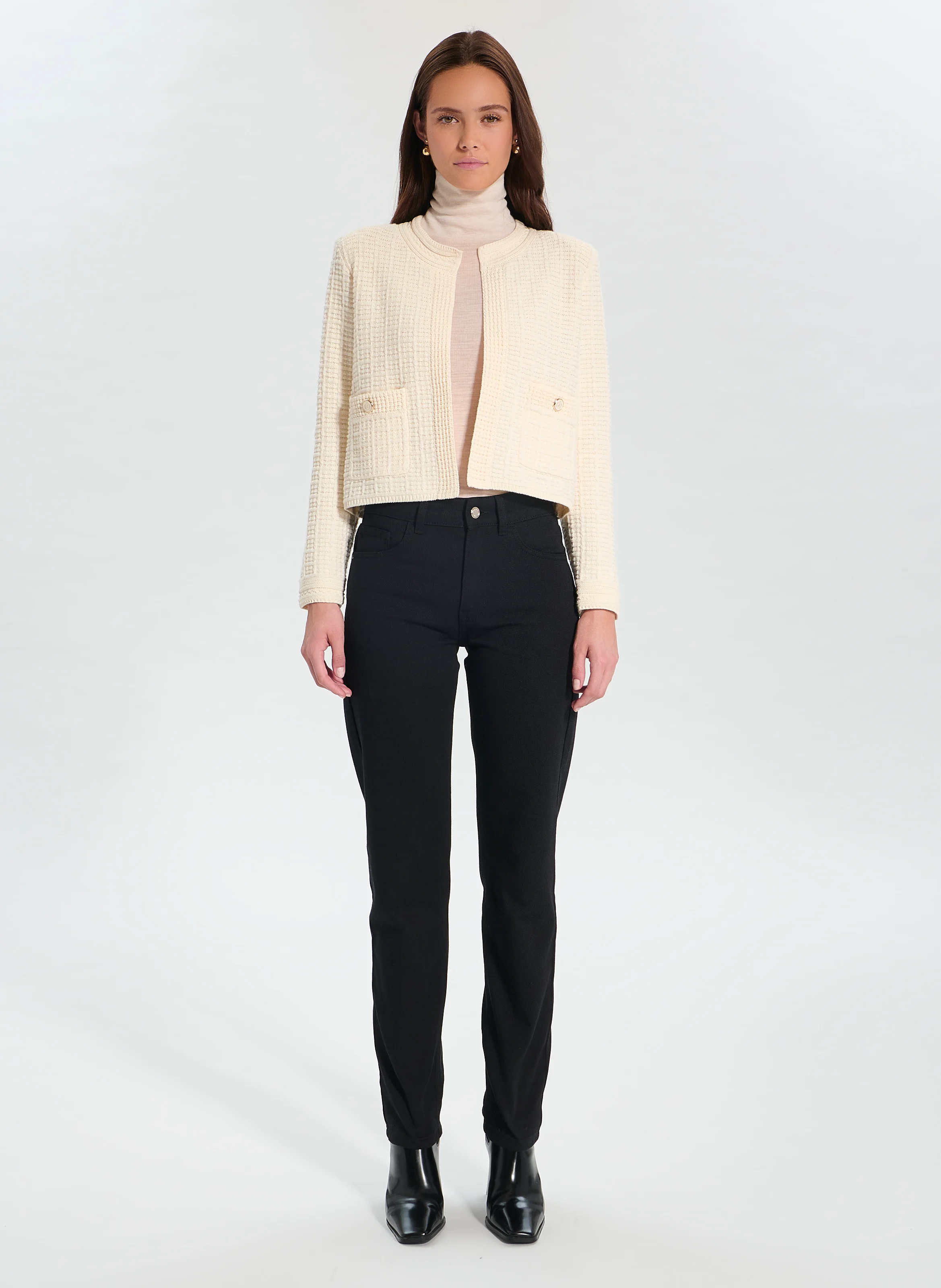 GLADE - Gilet droit en laine | Blanc