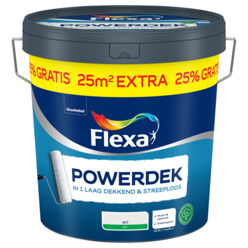 Flexa Powerdek muurverf mat wit 10 liter   25% GRATIS