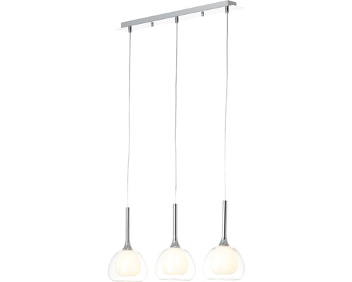 Hanglamp, 3-lichts, HxB 120x66 cm, chroom/helder/wit