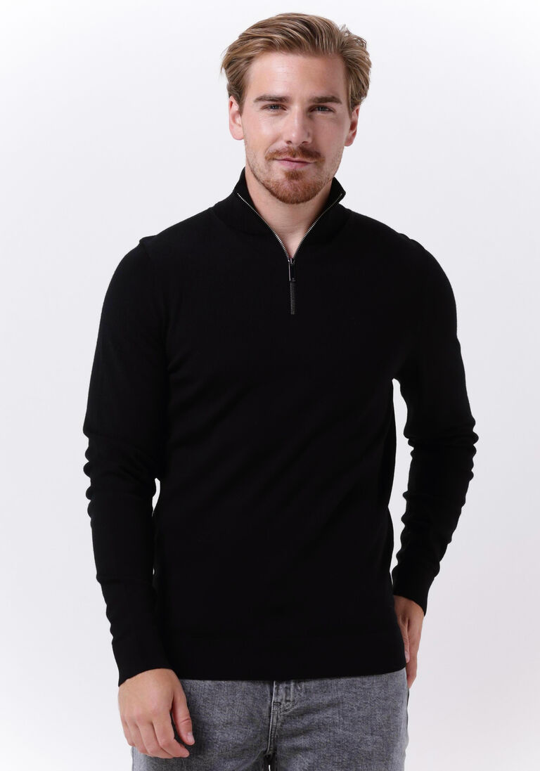 CALVIN KLEIN zwarte calvin klein trui superior wool quarter zip