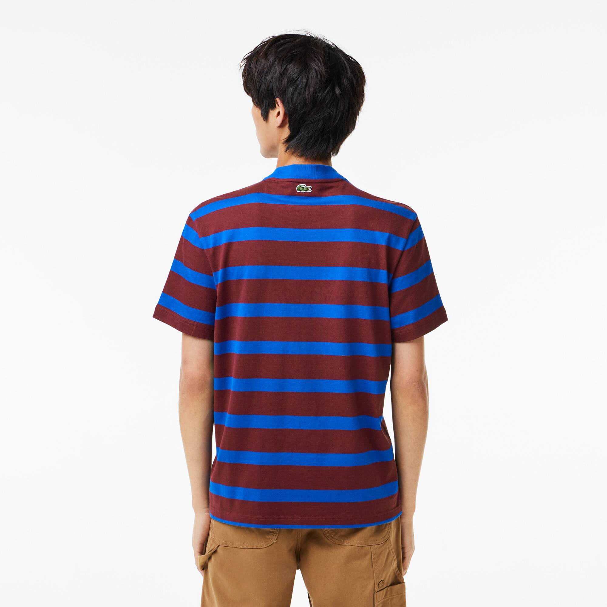 Gestreiftes T-Shirt aus Baumwolle mit 3D-Aufdruck T-Shirts - Rot - Lacoste - Herren