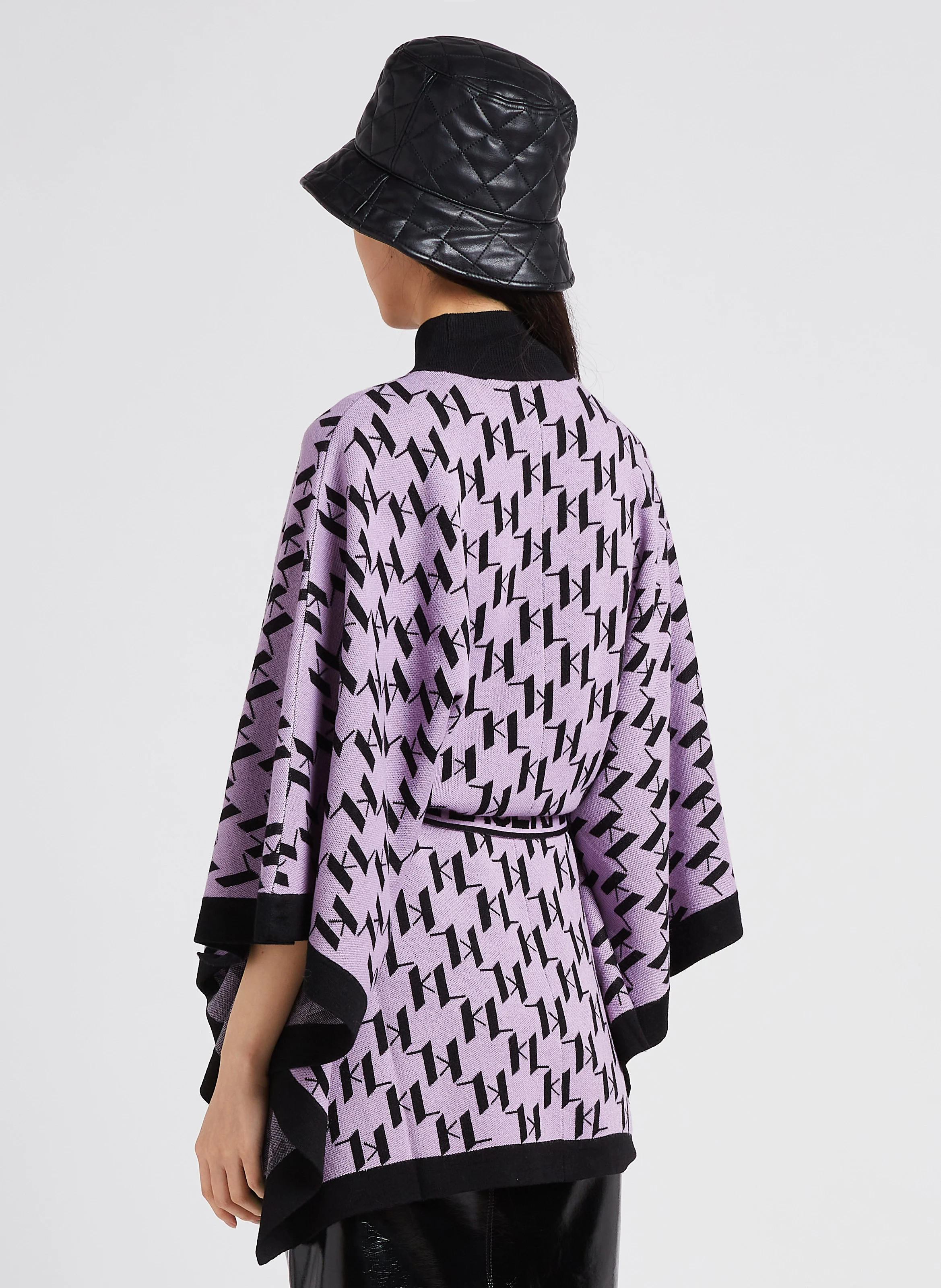 Poncho col montant en laine| Multicolore