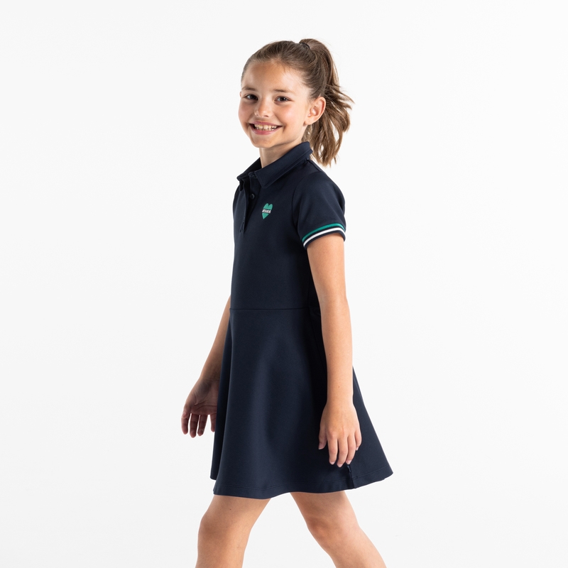 Robe polo manches courtes bleue fille