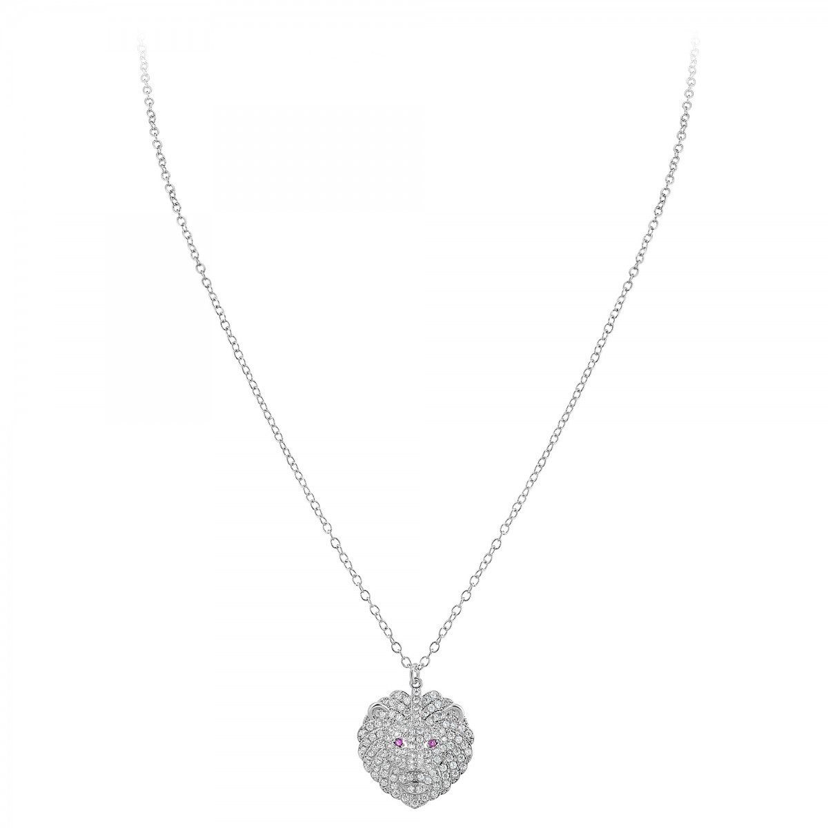 Collier signe astrologique lion orné de Cristaux scintillants SC Crystal en Métal rhodié