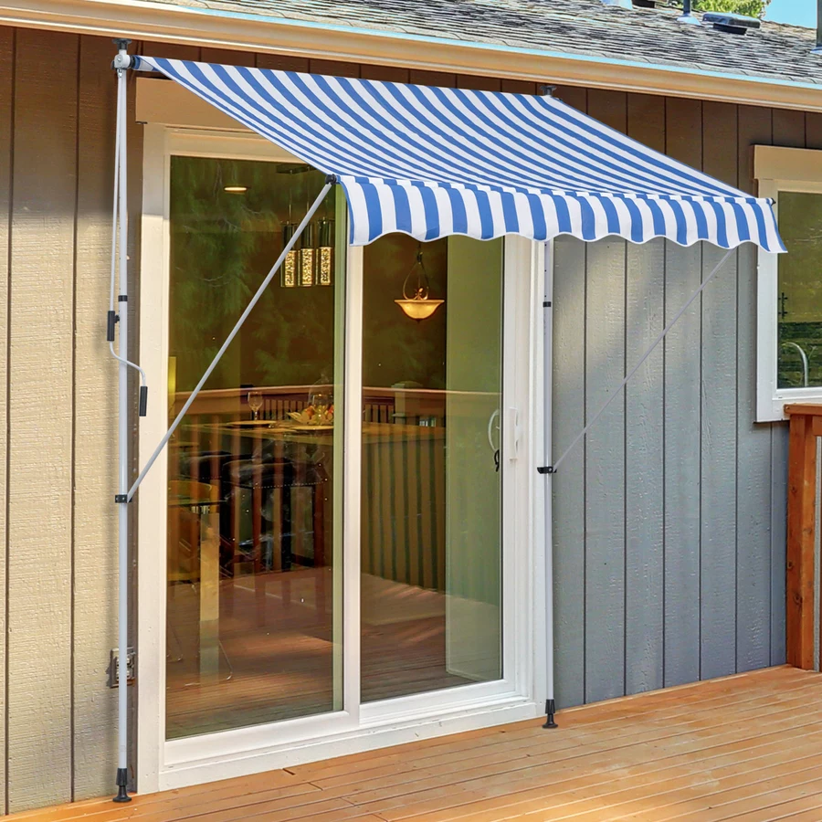 Outsunny Klemmmarkise mit Handkurbel blau
