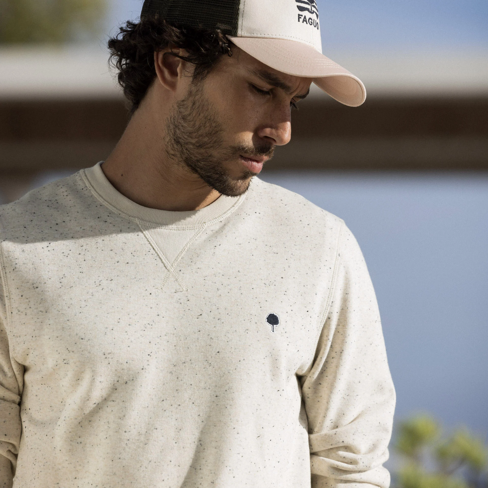Sweat col rond écru coton et coton recyclé - modèle Donon