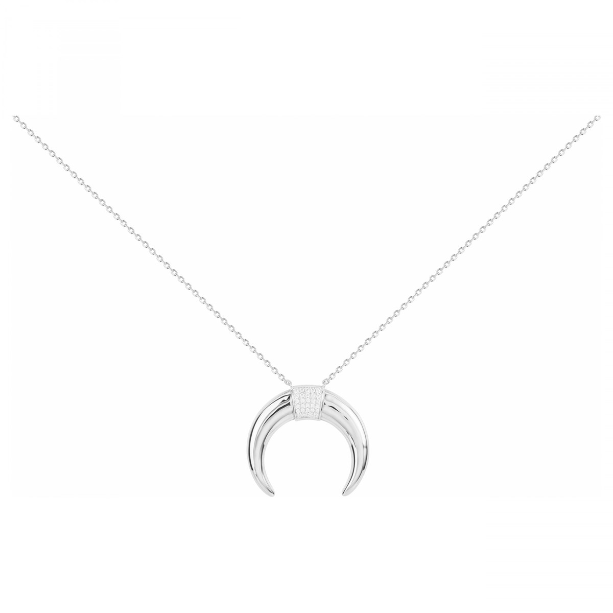 Collier mono-motif en Argent avec oxyde de zirconium blanc