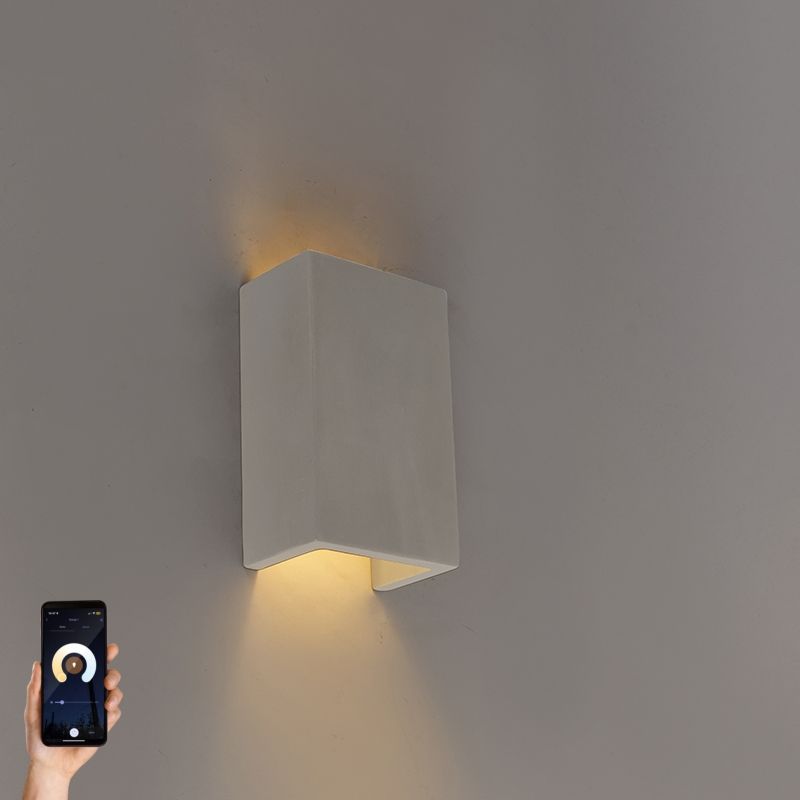 Smart wandlamp grijs beton met lichteffect incl. Wifi G9 - Meaux