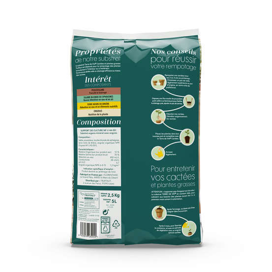 Terreau 'Terre de Vie®' pour cactées et succulentes - sac de 5 litres