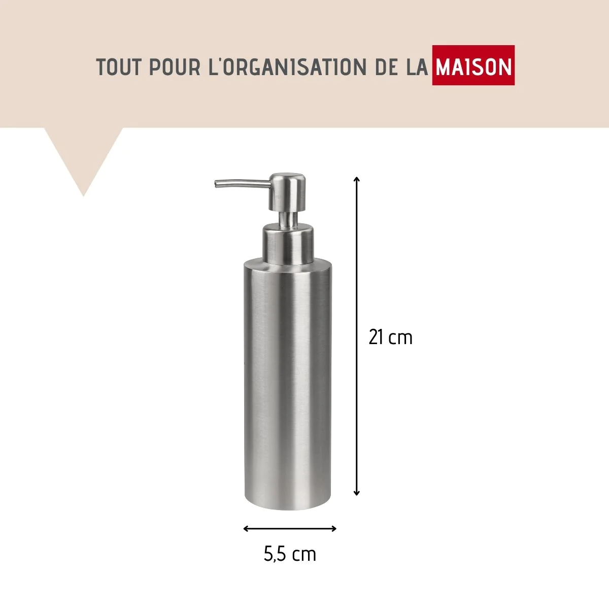 Distributeur de savon moderne gris 20,5 cm Tecno Fackelmann