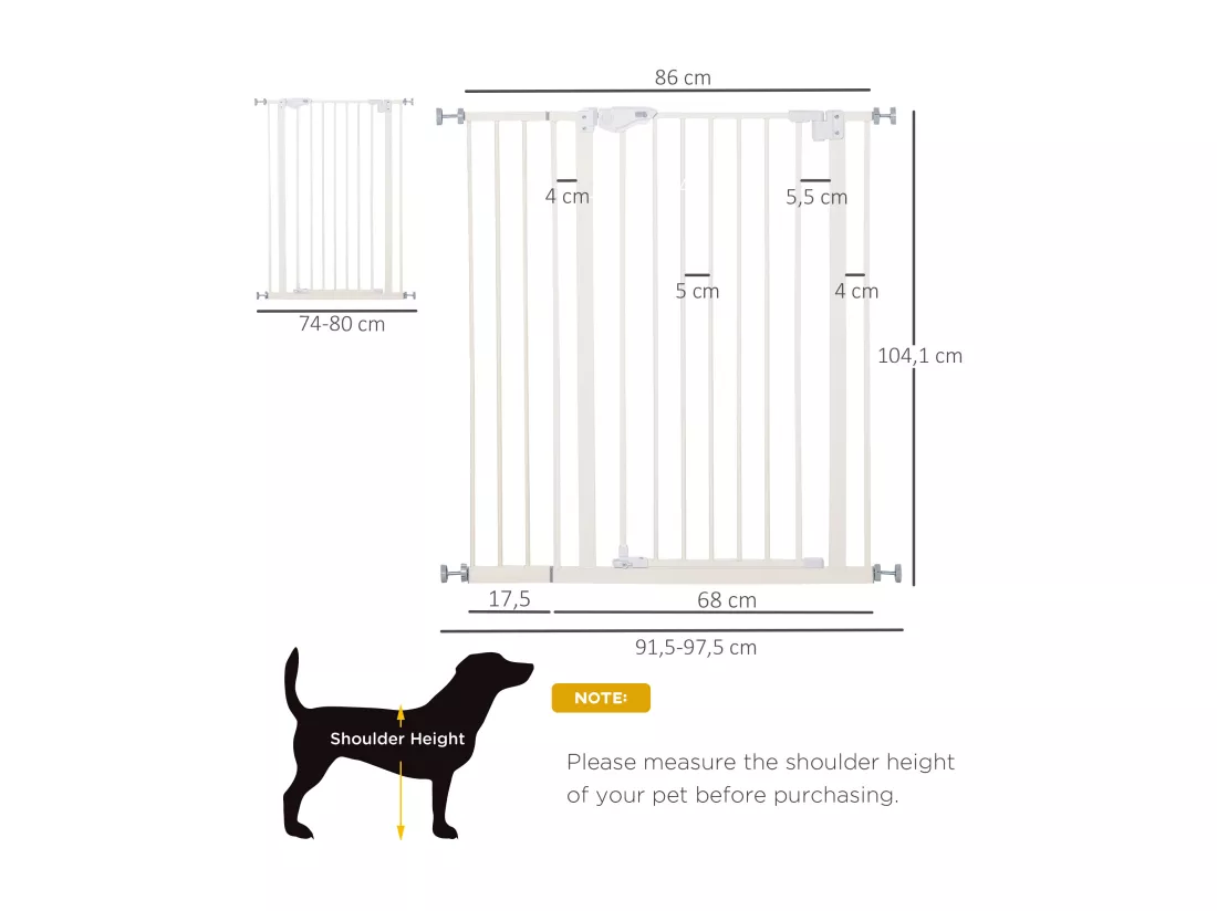 Barrière de sécurité longueur réglable dim. 74-84 cm ou 92-102 cm sans perçage métal plastique blanc
