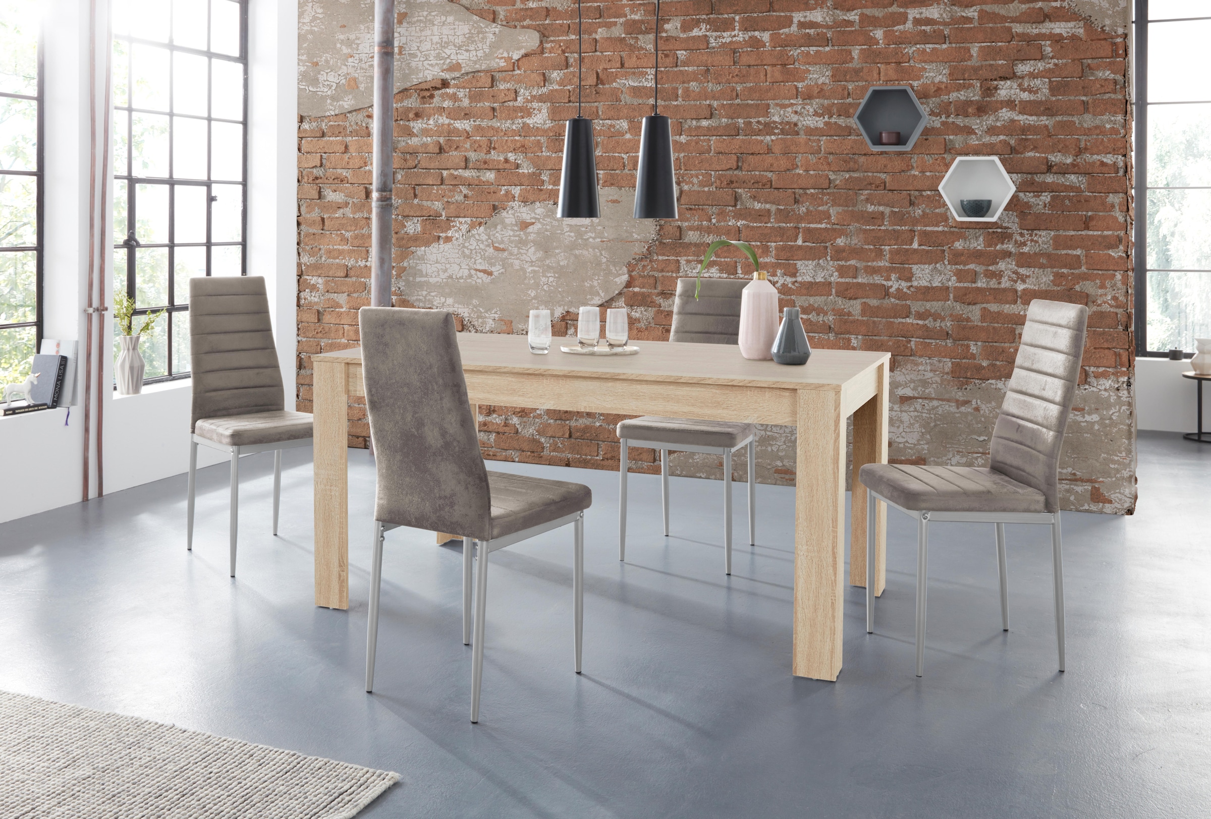 INOSIGN Essgruppe »Lynn160/Kate« Set, 5 Stk. tlg. Tisch mit 4 Stühlen, Belastbarkeit 120 KG