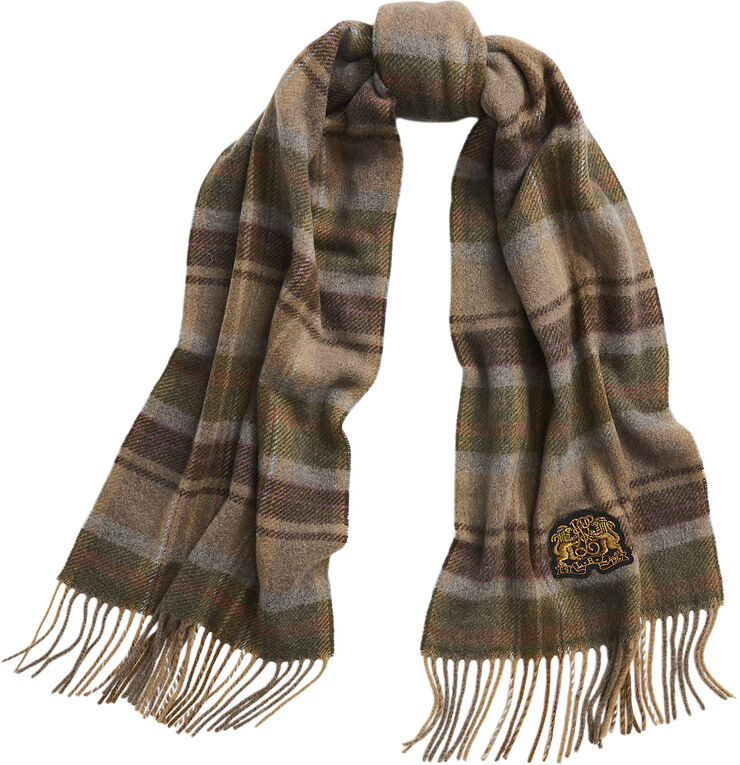 Lauren Ralph Lauren WOOL BLEND-MENSWR SCRF WTH BLLN Olive multi plaid