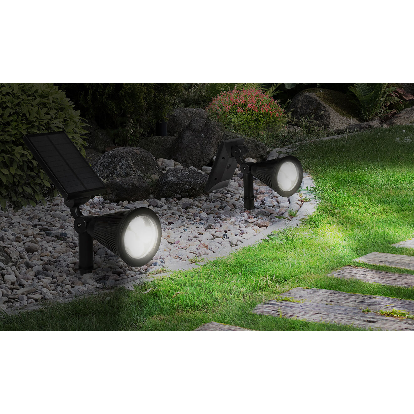 Pratik Garden 2 Spots Solaires 2-en-1 noirs - 12xD.9 cm