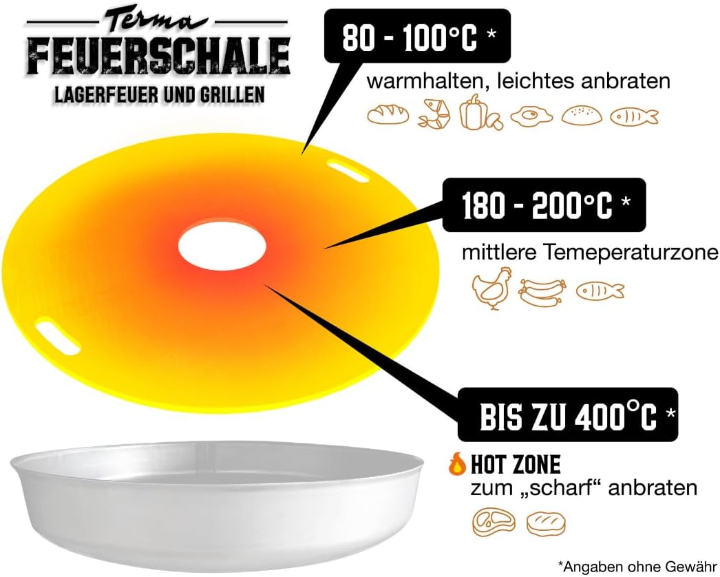 Terma Feuerschale mit Feuerplatte 80cm -Der Neue Grill Trend- Plancha Grillplatte feuertonne mit grillplatte holzkohlegrill komplett grilltonne grillring feuerkorb
