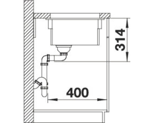 Blanco ETAGON 500-U spoelbak, 540 x 456 mm, basalt, 525154
