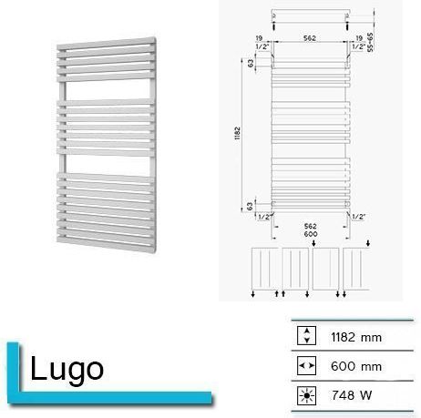Lago - Handdoekradiator - Zilver metallic - 1182 x 600 mm - 748 Watt