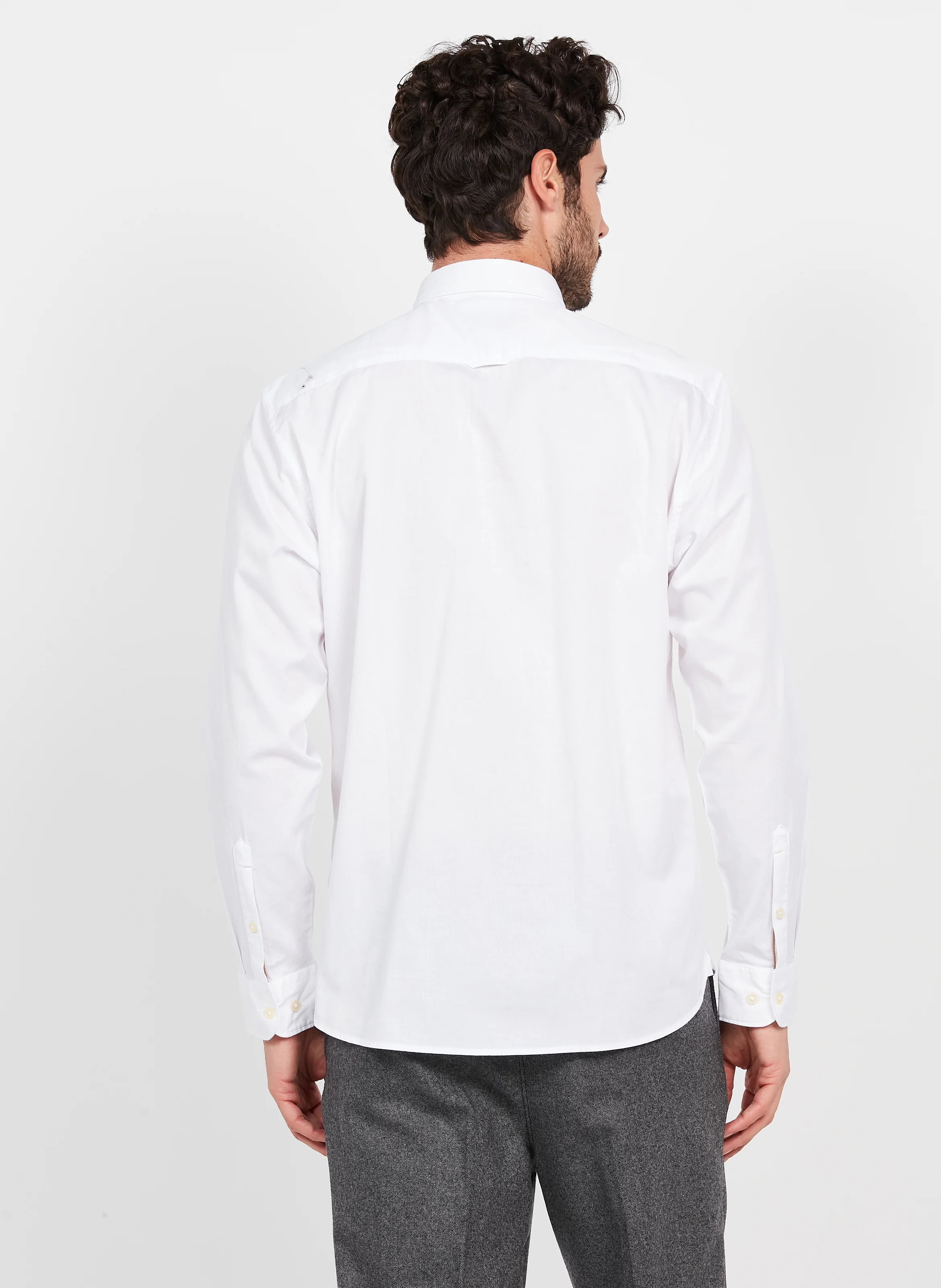 Chemise col américain regular-fit en coton | Blanc