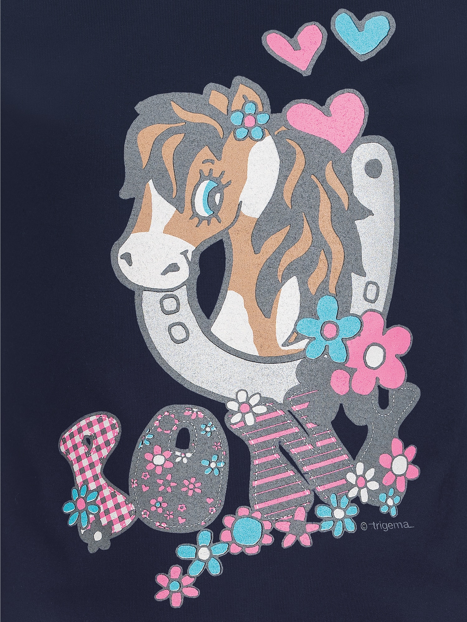 Langarmshirt mit süßem Pony-Print Navy