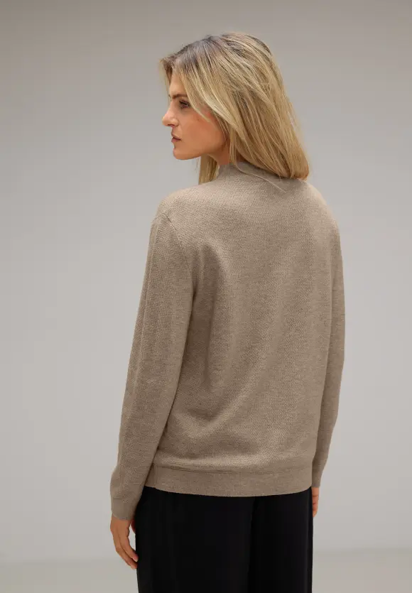 Strickpullover mit Struktur - bleached sand melange