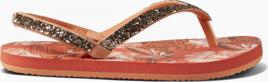 Reef Little Stargazer Prints Monstera sandalen met glitters oranje