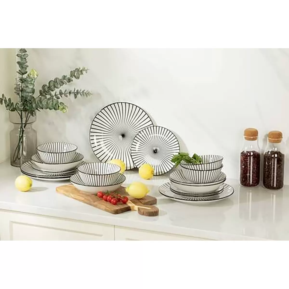 Tafelservice Miyu James Wood schwarz,weiss