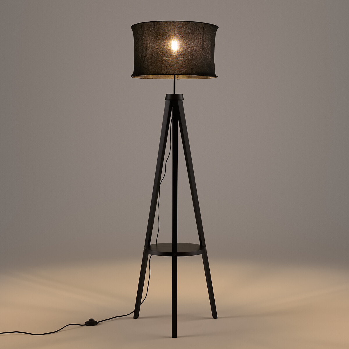 LA REDOUTE INTERIEURS<br>Luminária de chão tripé Hevea com cúpula de linho, Setto